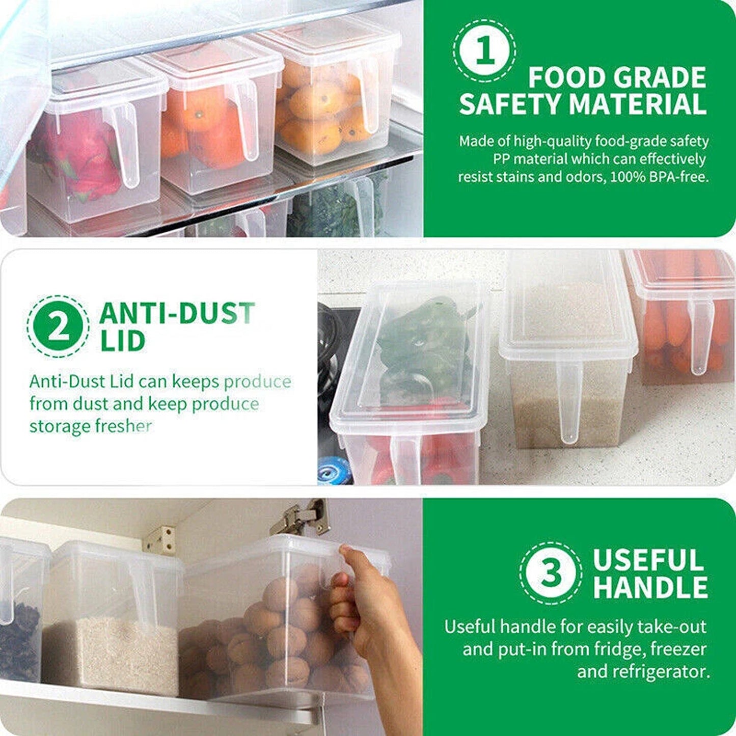 Refrigerator Storage Box Food Container Kitchen Fridge 4x