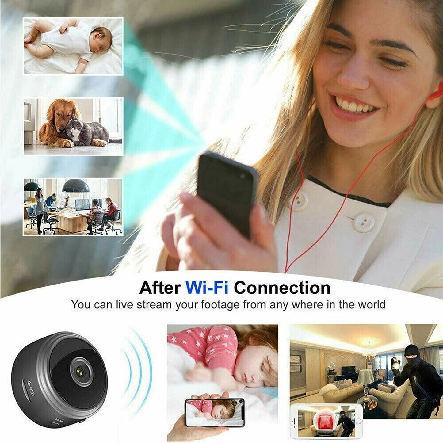 Mini Wifi HD Security Camera 1080P Wireless Night Vision Monito