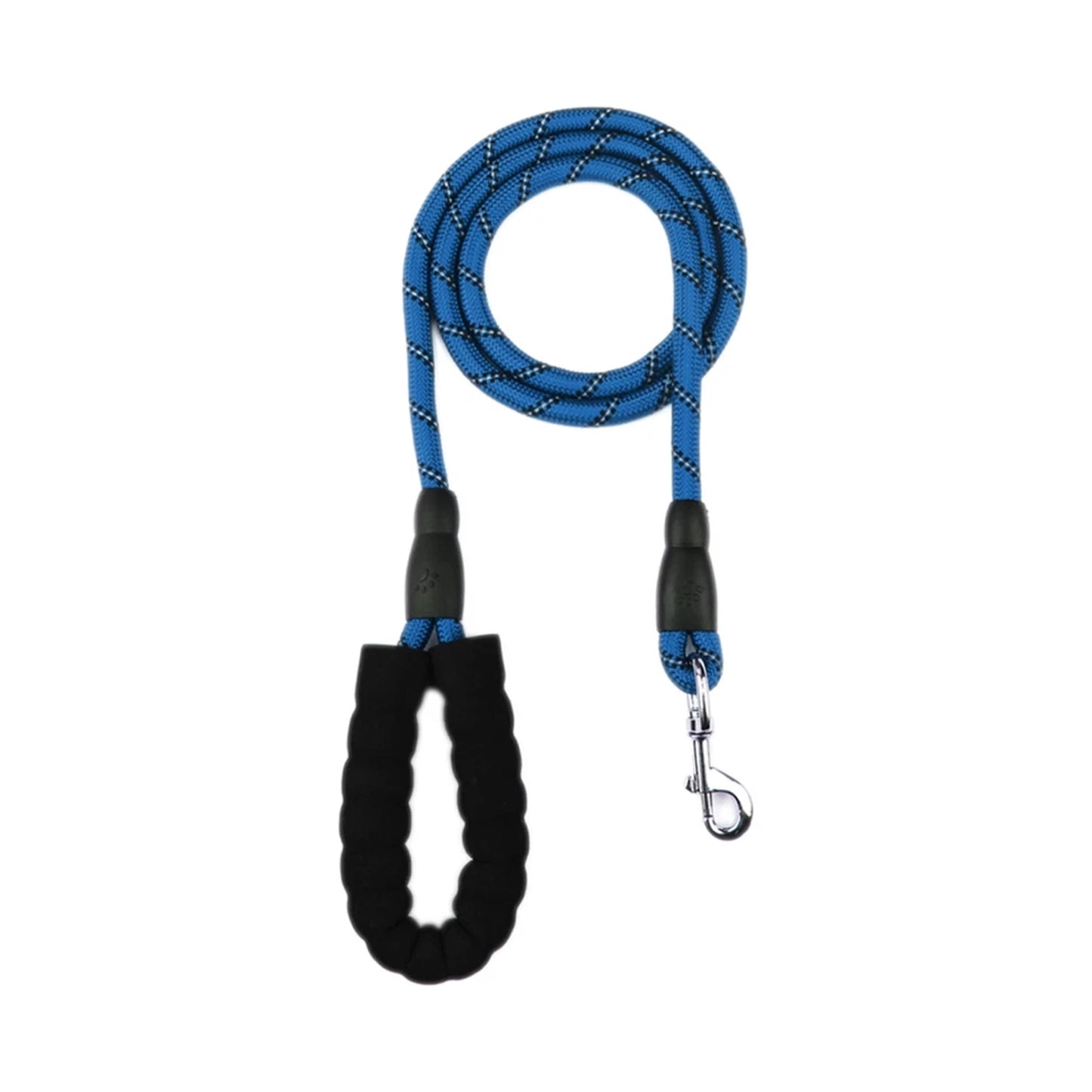 Nylon Dog Leash Heavy Duty with Padded Handle and Reflective Threads - Blue