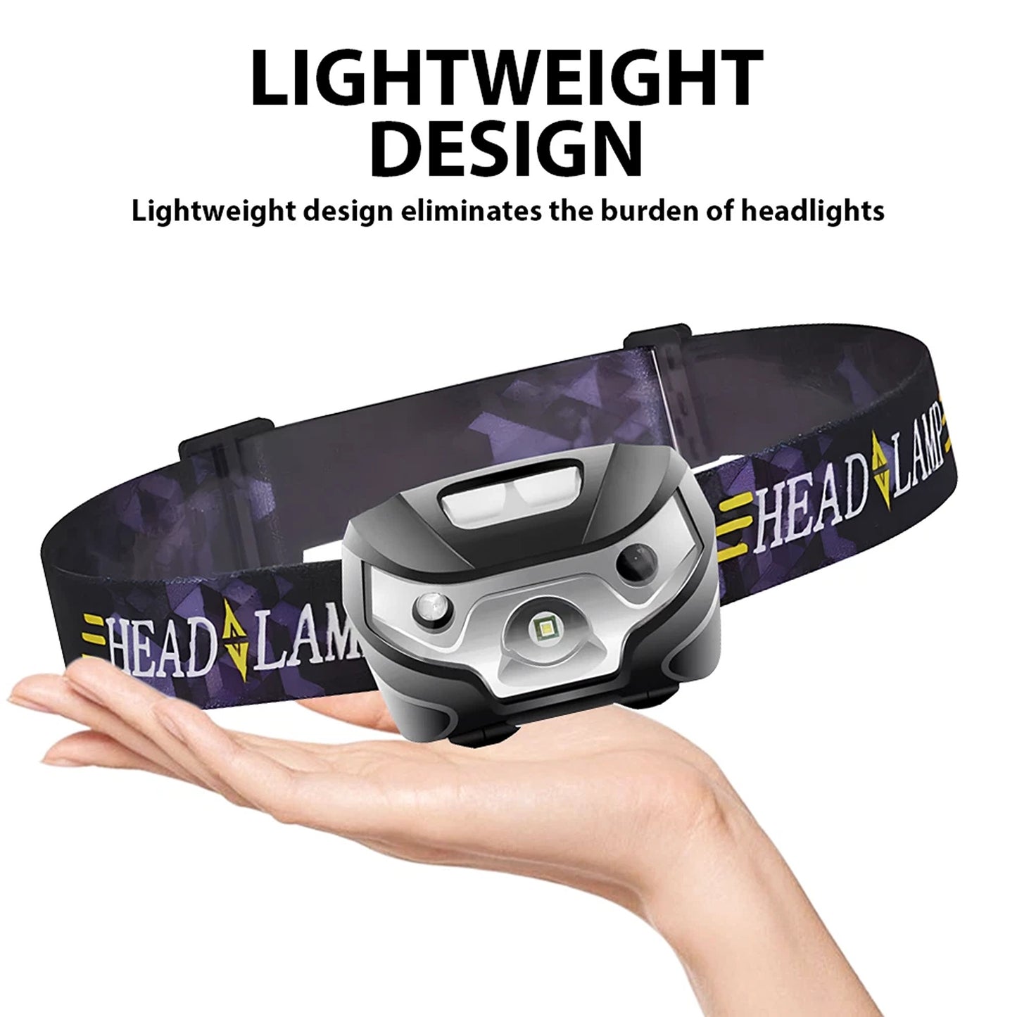 2 Pack Rechargeable LED Head Torch Headlight Lamp USB Camping