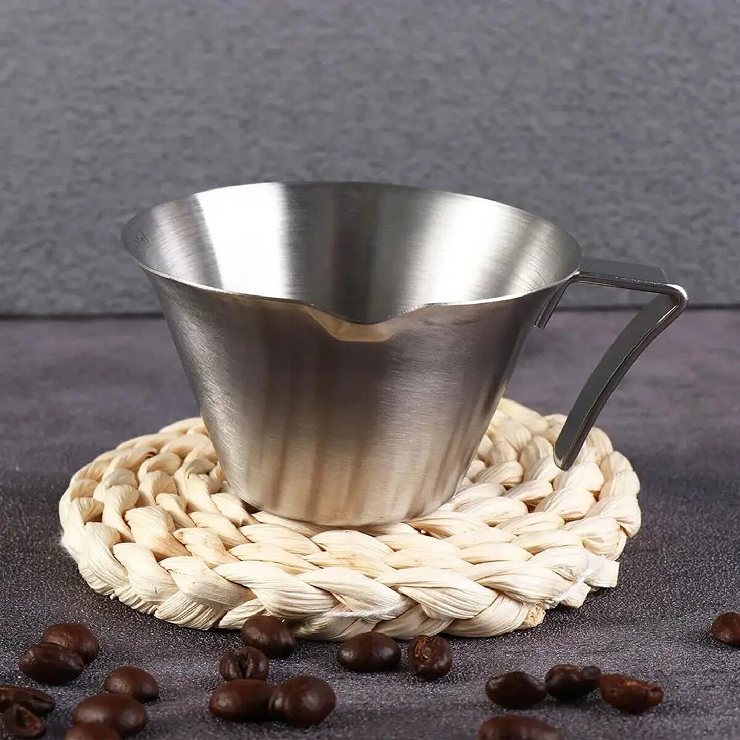 Espresso Measuring Cup 100ml Stainless Steel with Easy Grip Handle