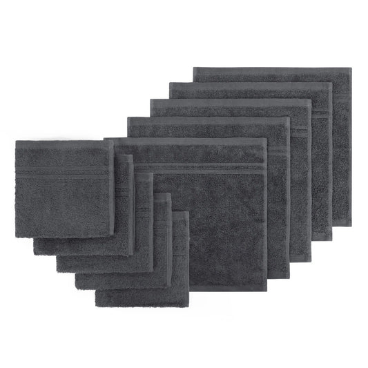 Charcoal 10 Pack 100 Percent Cotton Face Washers Ultra Soft Bath Towels 30 x 30cm