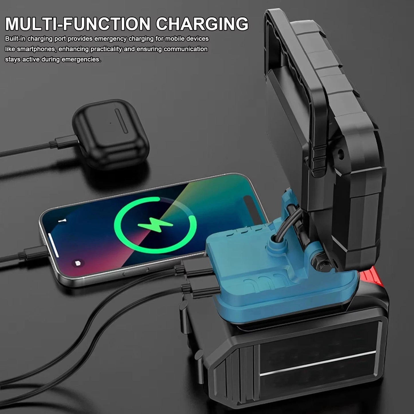 LED Work Light For Milwaukee 18V Battery With Dual USB Charging Ports