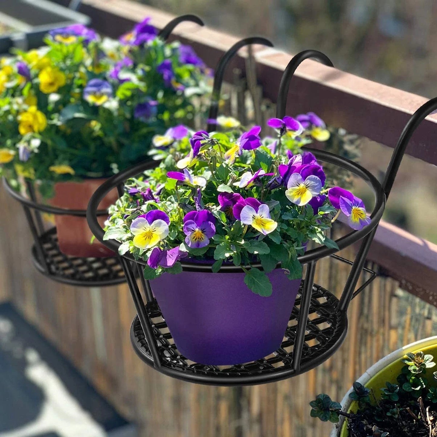 Hanging Metal Flower Holder Shelf Stand Basket Garden Storage 6x
