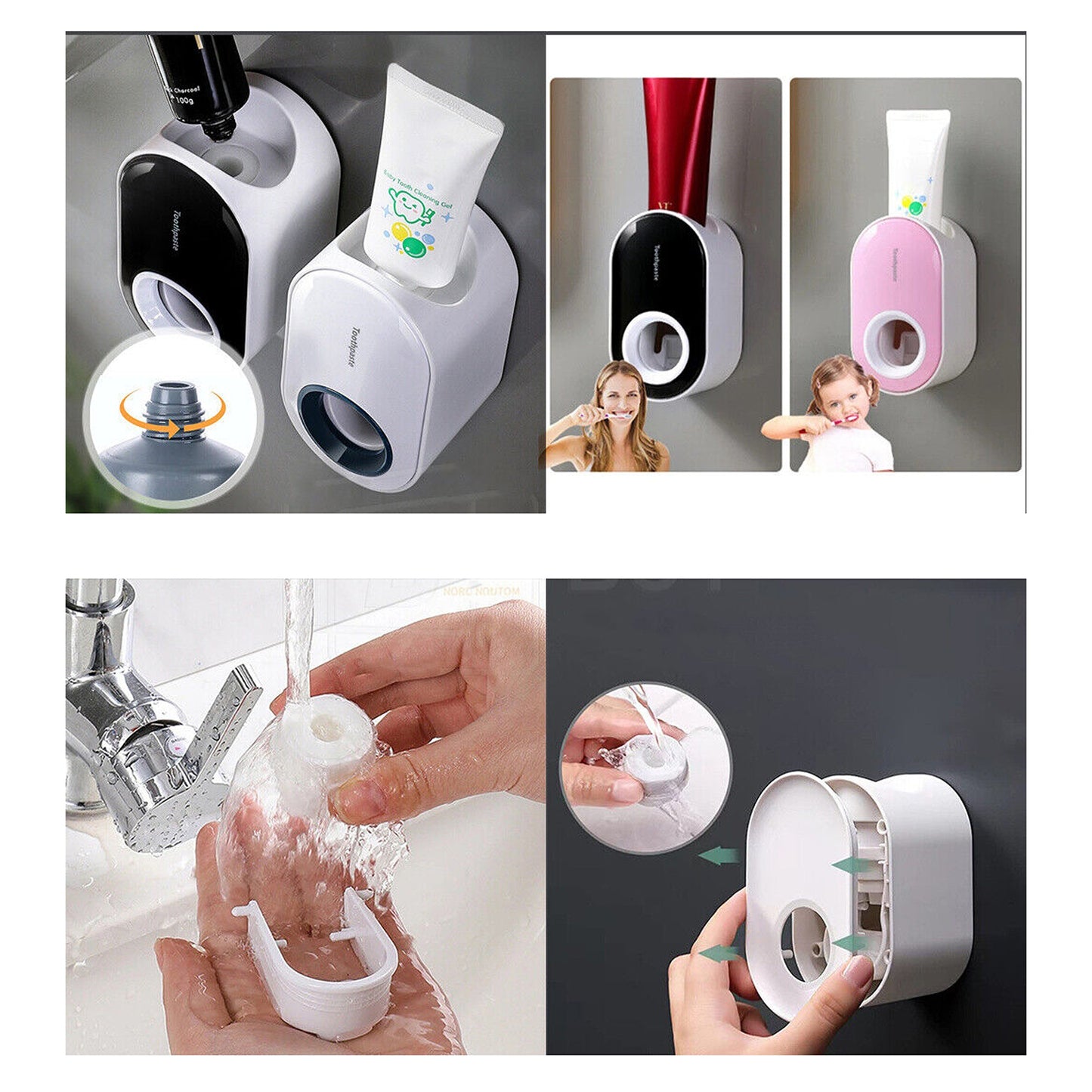Wall Mounted Toothbrush Holder Automatic Toothpaste Dispenser