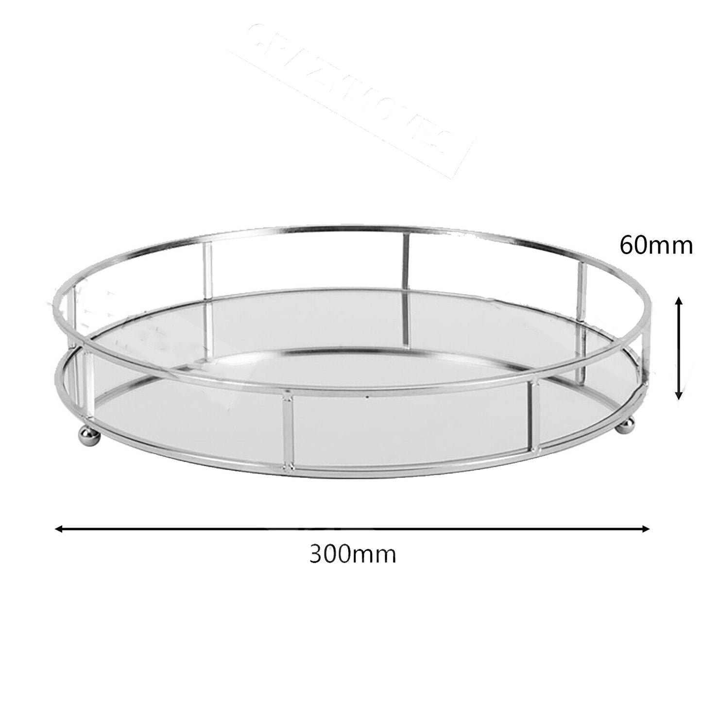 Round Mirror Serving Tray Table Home Chrome