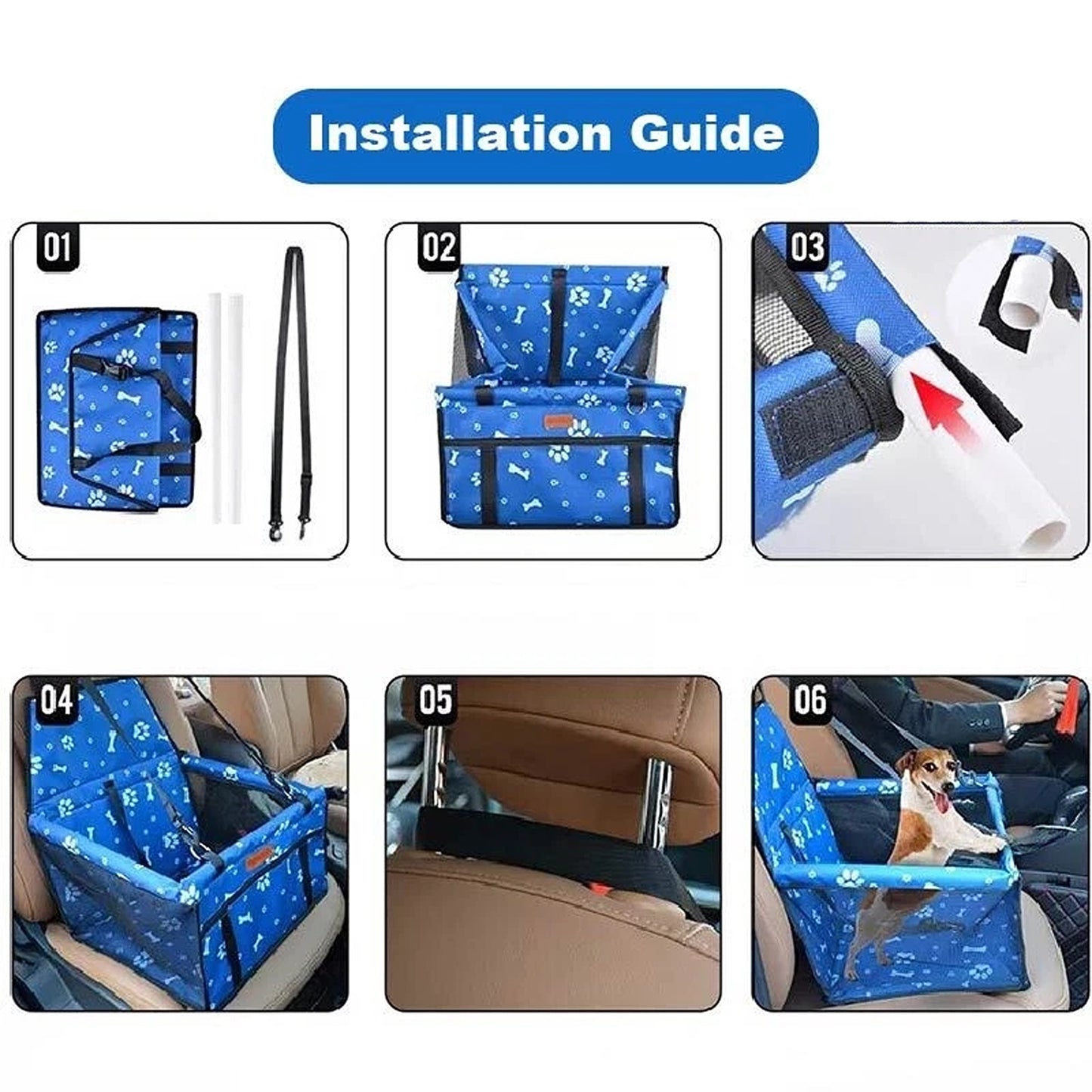 Pet Car Booster Seat Travel Carrier with Safety Strap and Oxford Fabric