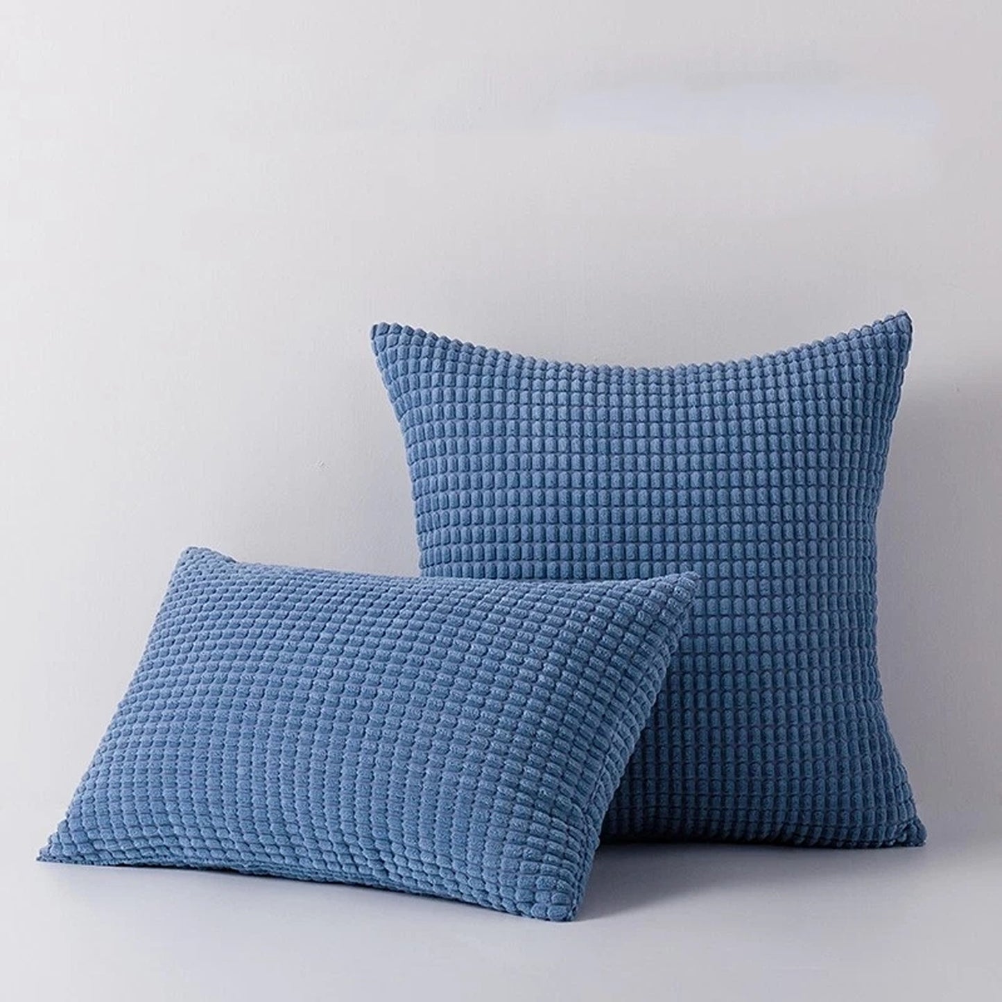 Velvet Cushion Cover Corn Grain Design Pillow Case for Sofa - Azure
