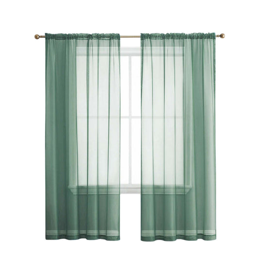 Mint 2 Panel Sheer Organza Voile Curtains Rod Pocket Window Drape 140x213cm