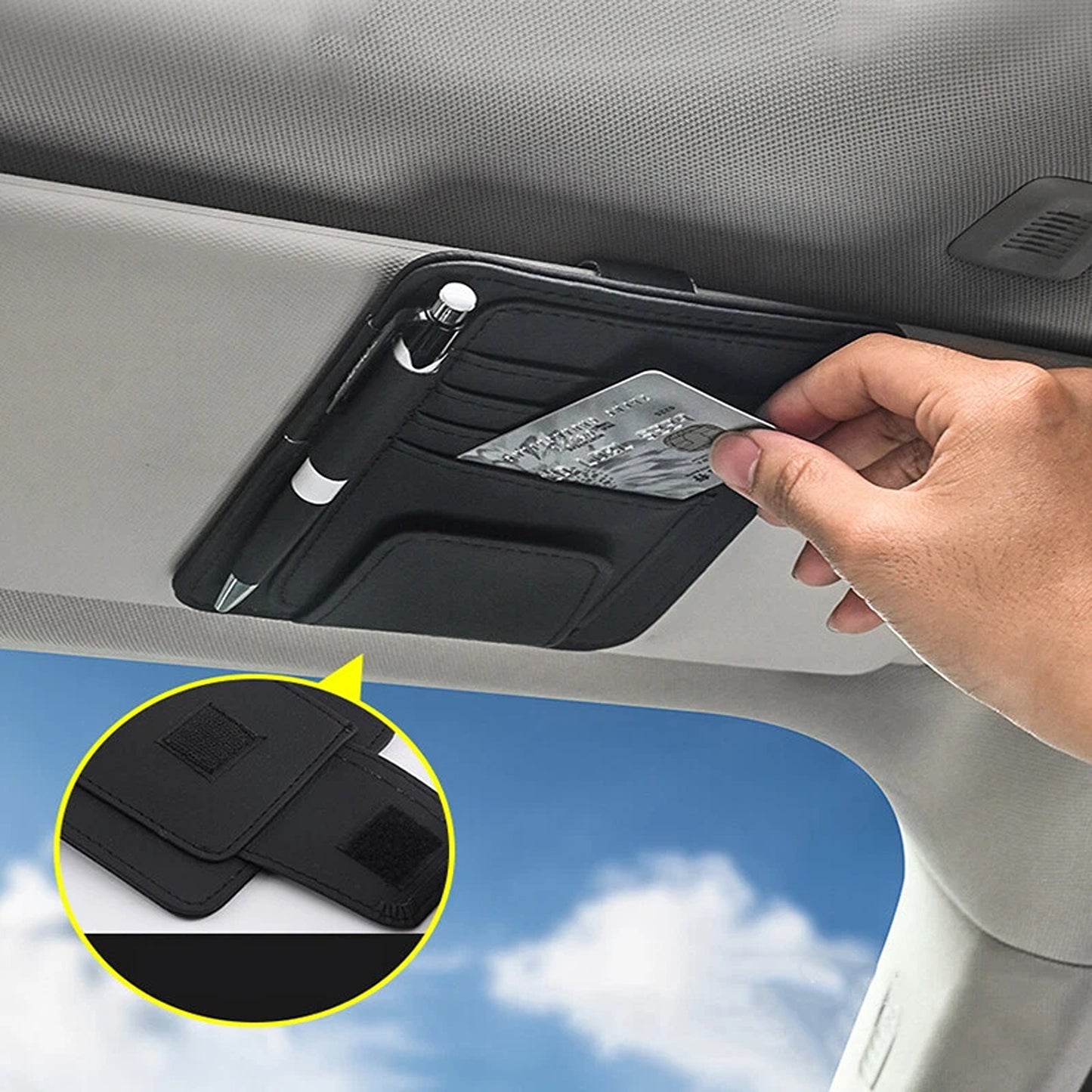 Car Sun Visor Organizer with Sunglasses and Card Holder