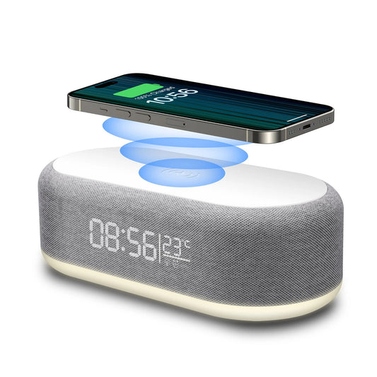 Wireless Charger Dock with Alarm Clock and Thermometer for iPhone 16 15 Samsung S25