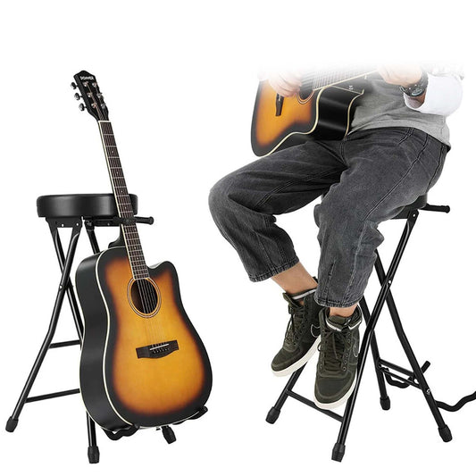 Adjustable Guitar Stool with Built In Guitar Stand
