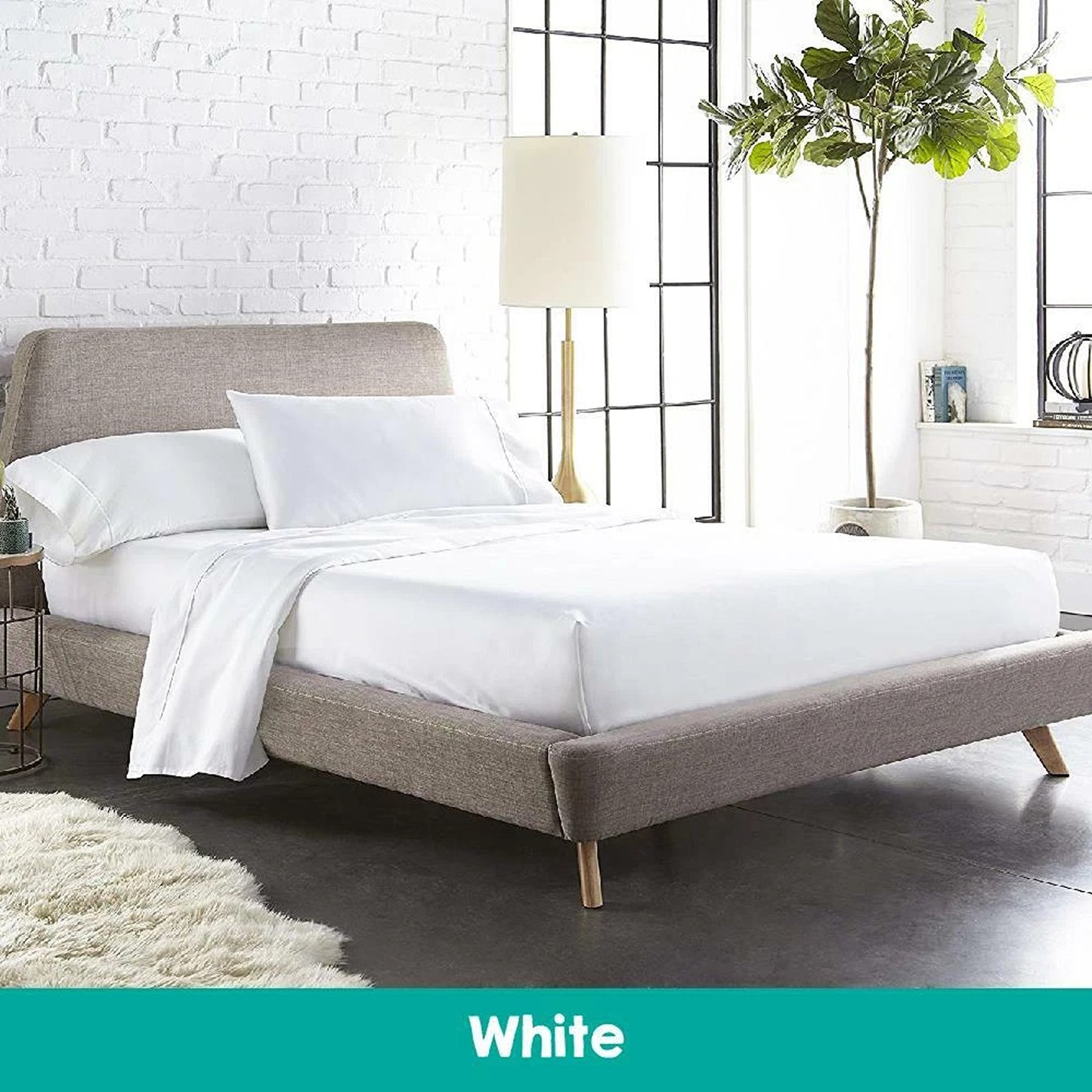 Soft 1000TC Cotton Sheet and Pillowcase Set for Single to King Beds - White