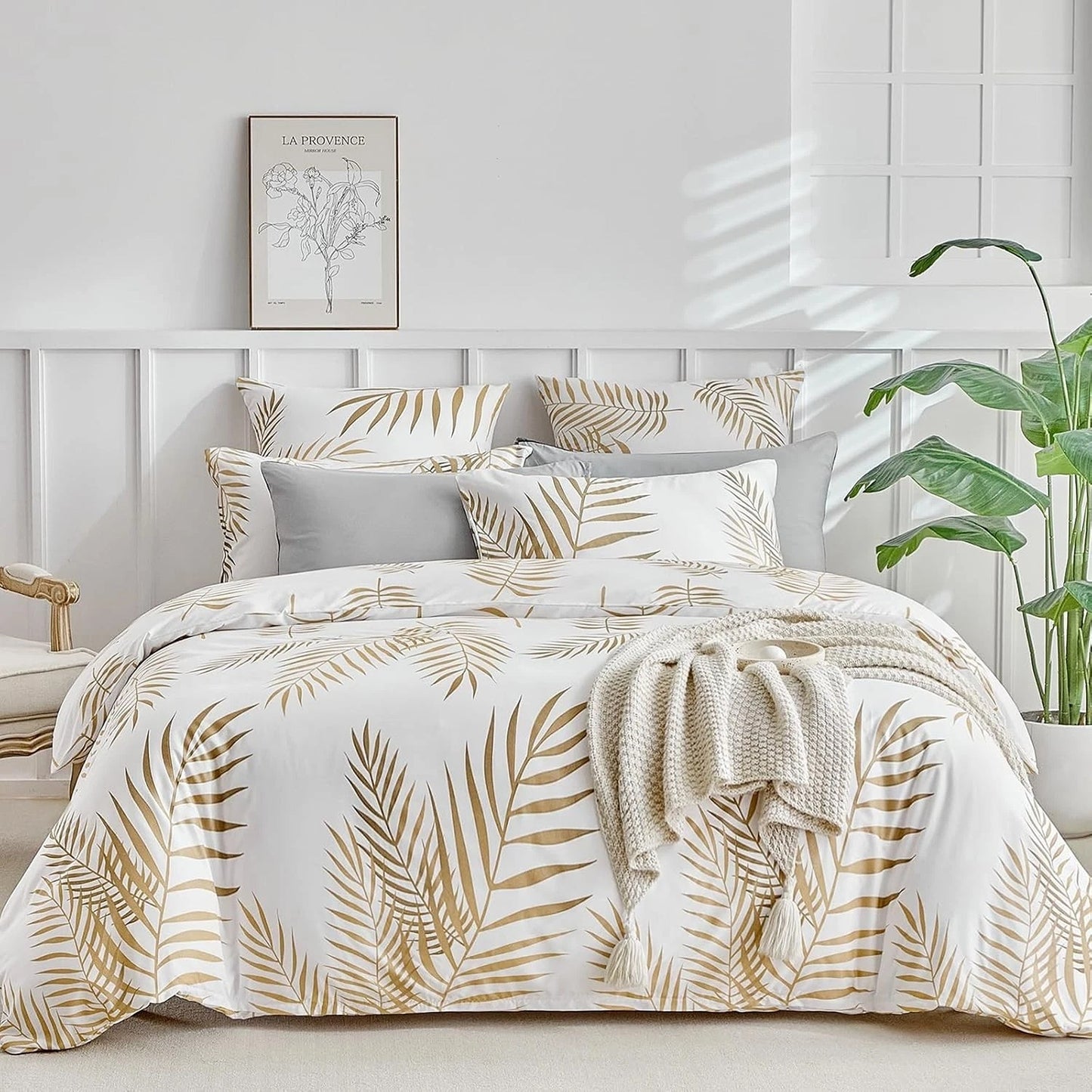 Ultra Soft Quilt Duvet Doona Cover Set with Pillowcase All Sizes - Leaves Print 2