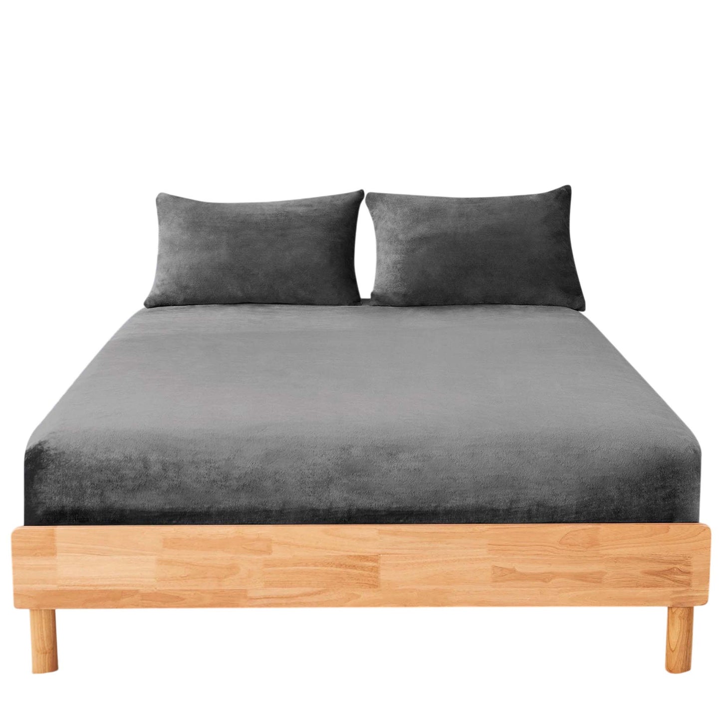 Charcoal Warm Flannelette Fitted Sheet and Pillowcase Set No Flat Sheet