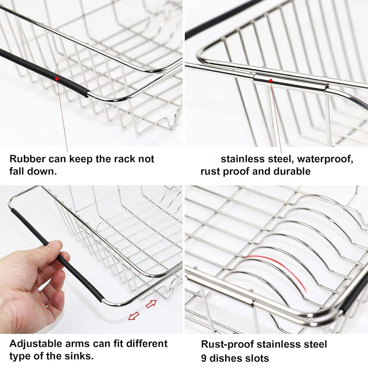 Telescopic Stainless Steel Sink Draining Basket Dish Rack