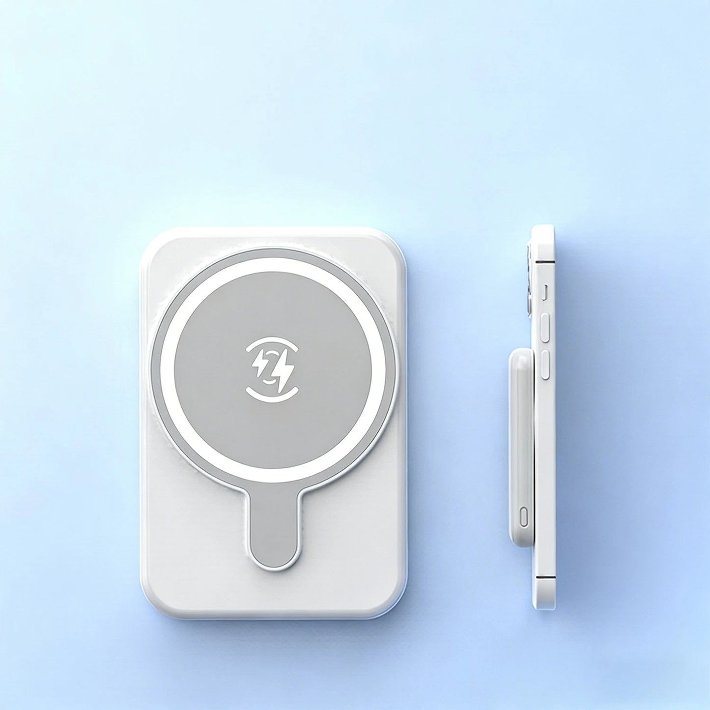 White 10000mAh Mini Magnetic Portable Wireless Charger