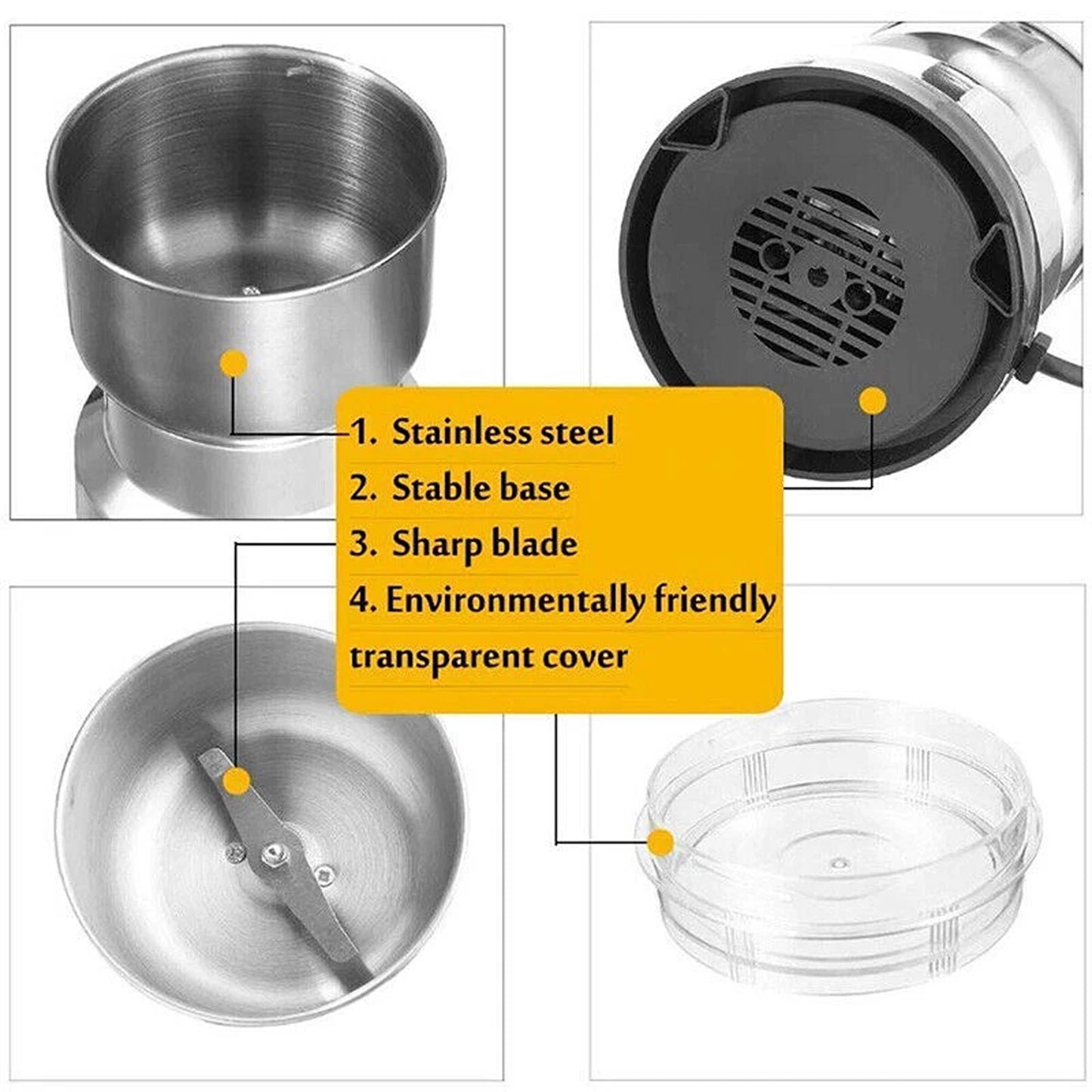 Electric Grinder for Coffee Beans Nuts and Herbs