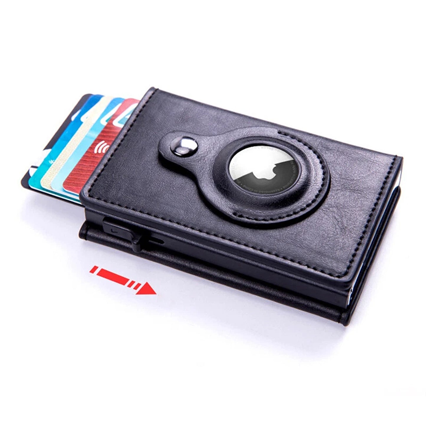 PU Leather Wallet with AirTag Holder Credit Card and Cash Case