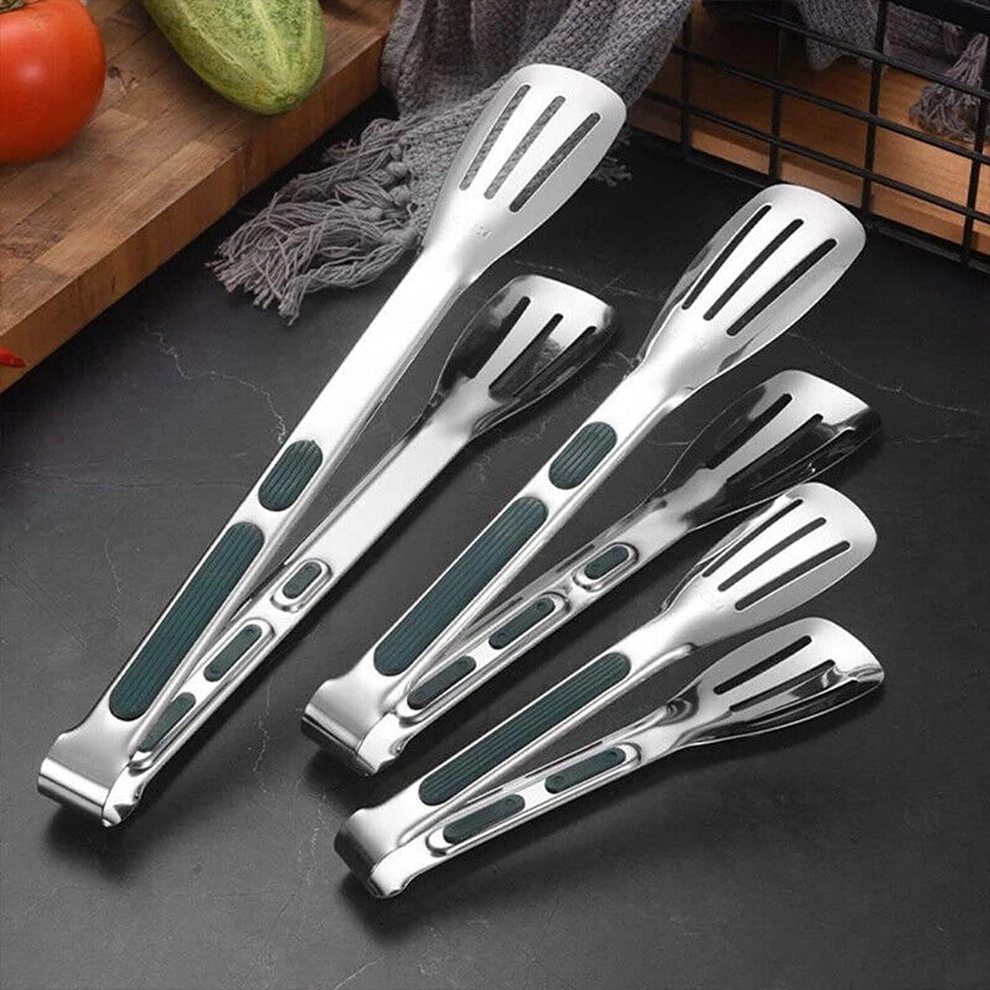 3 Piece Stainless Steel Food Tongs Grill Meat Bread Serving