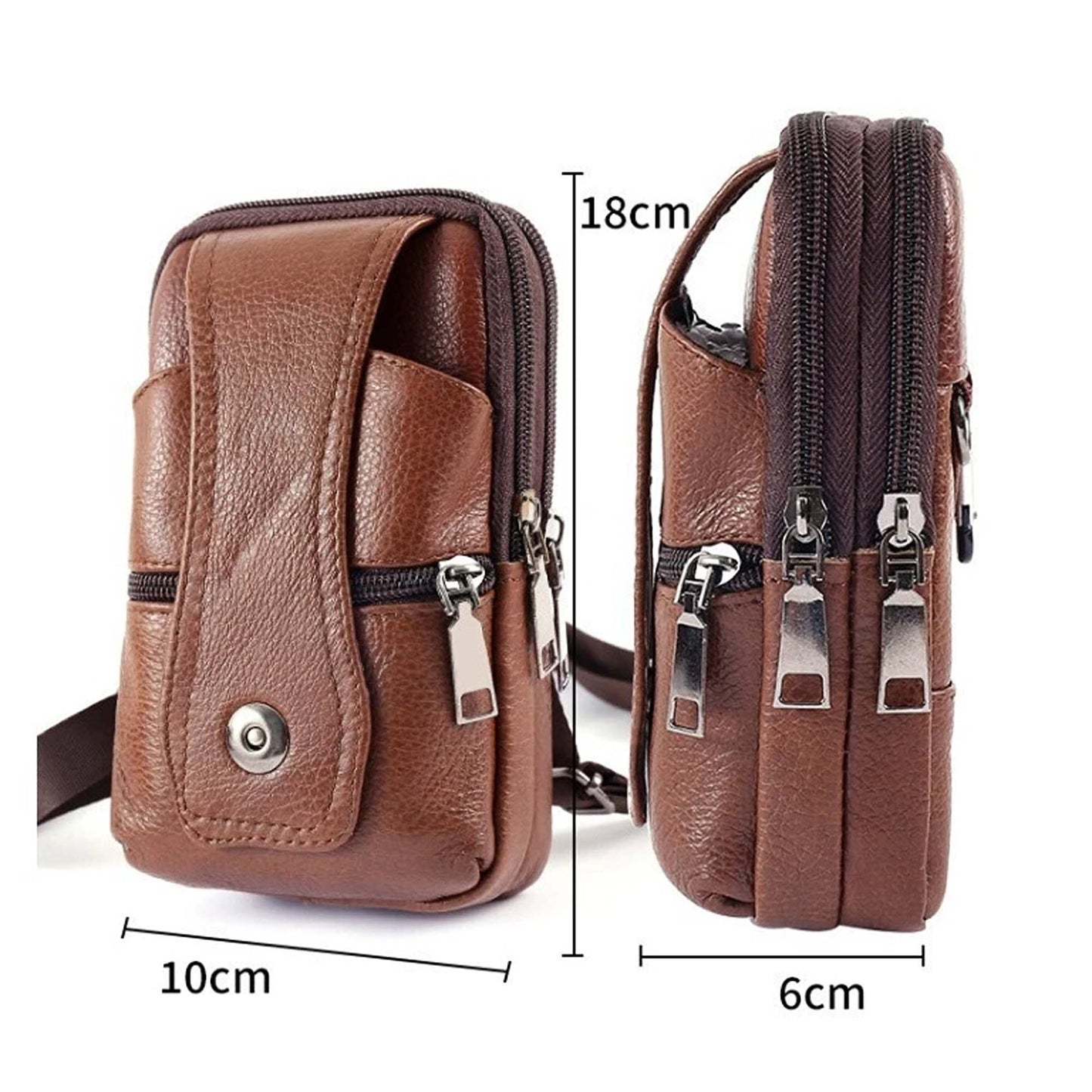 Deep Coffee Leather Mobile Phone Holster Belt Pouch for Men