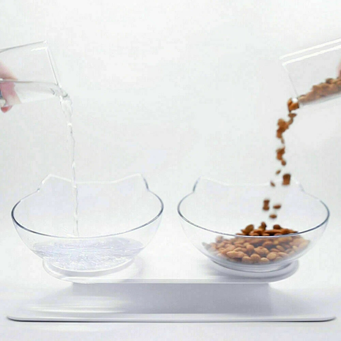 Double Raised Pet Bowls Stand Elevated Food Water Feeder for Cats Dogs