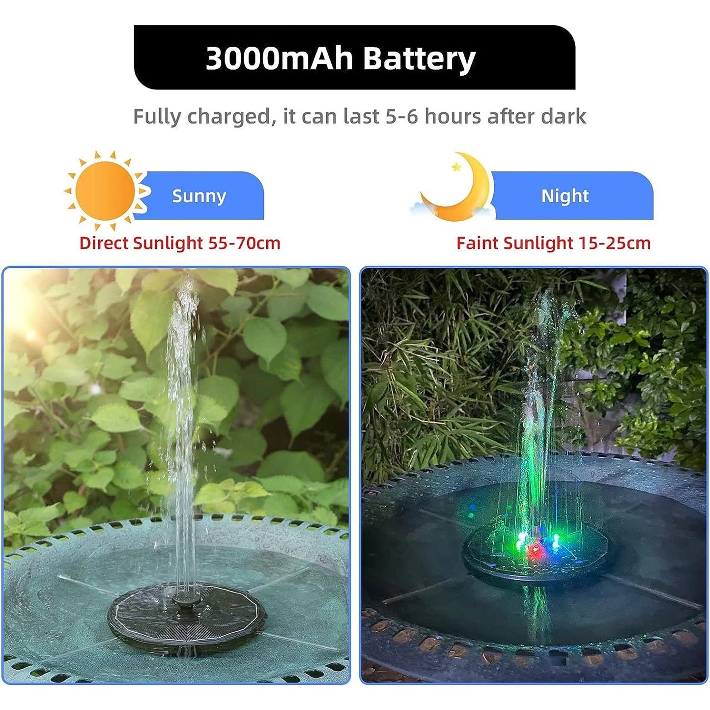 3W Solar Fountain Water Pump with LED Lights