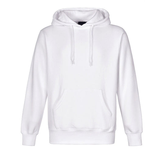 Adult Pullover Fleece Hoodie with Pocket and Contrast Hood - White