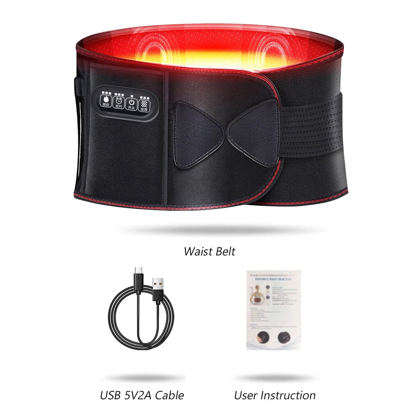 Electric Waist Vibration Massager with Heat and Support