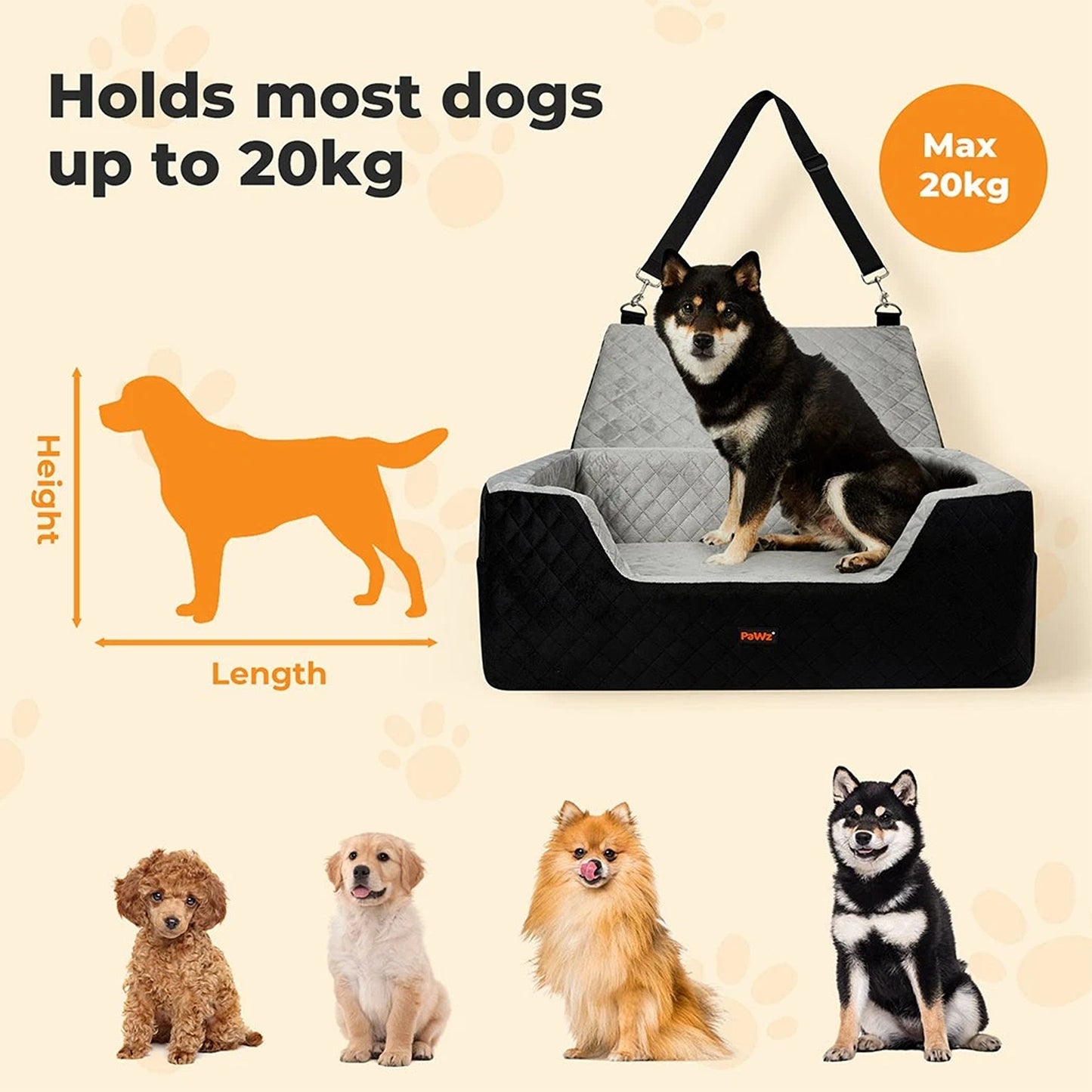 Dog Car Booster Seat Belt Safety Pet Travel Bed Washable Basket