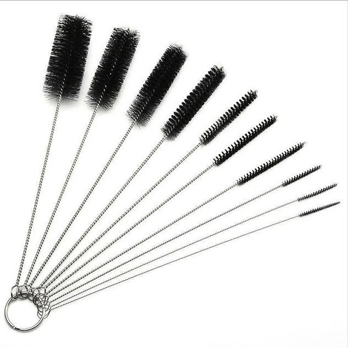 10 Piece Black Nylon Bottle Straw Tube and Pipe Cleaning Brush Set