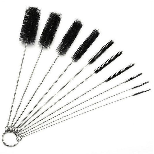 10 Piece Black Nylon Bottle Straw Tube and Pipe Cleaning Brush Set