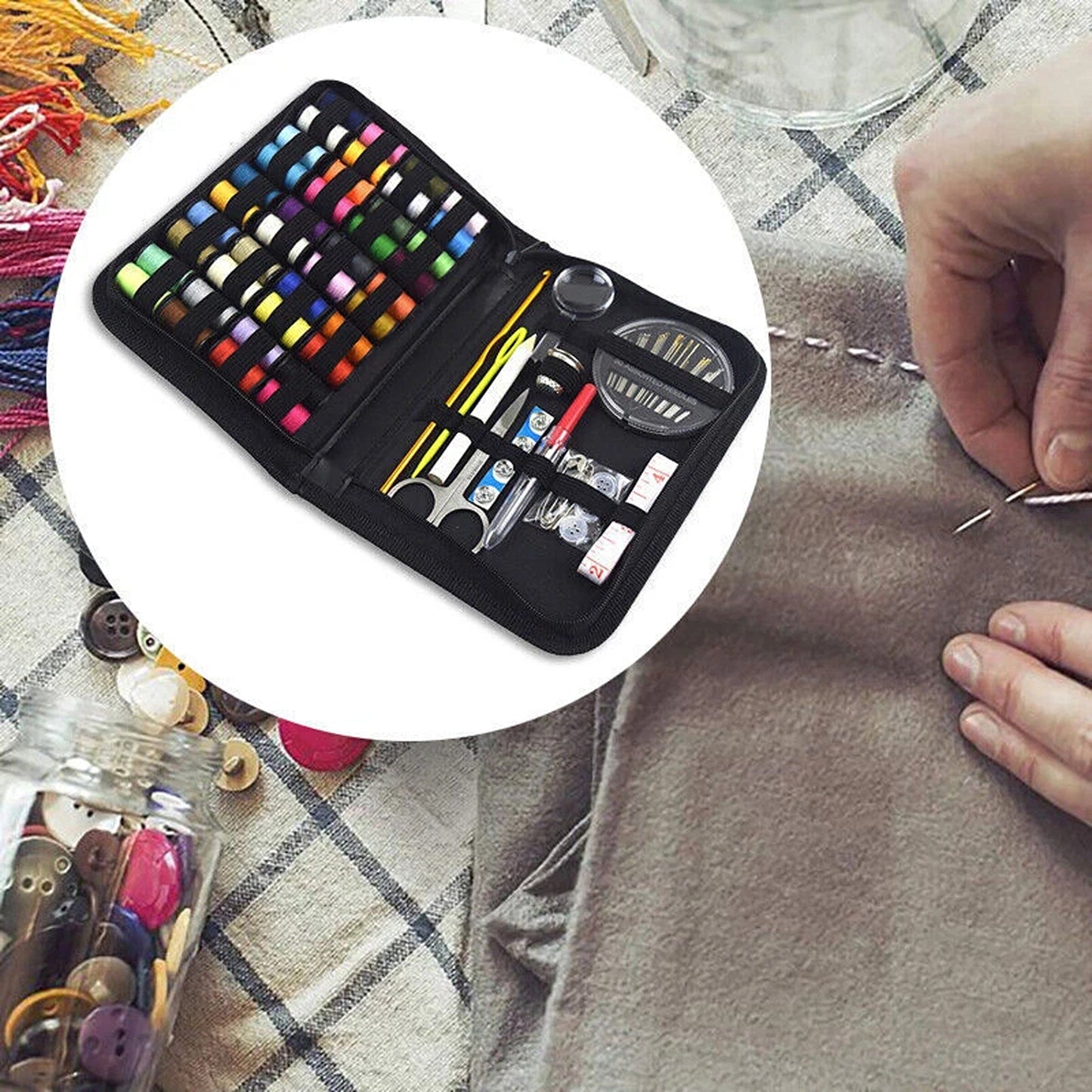 128 Piece Portable Sewing Kit for Home Travel and Emergency Use