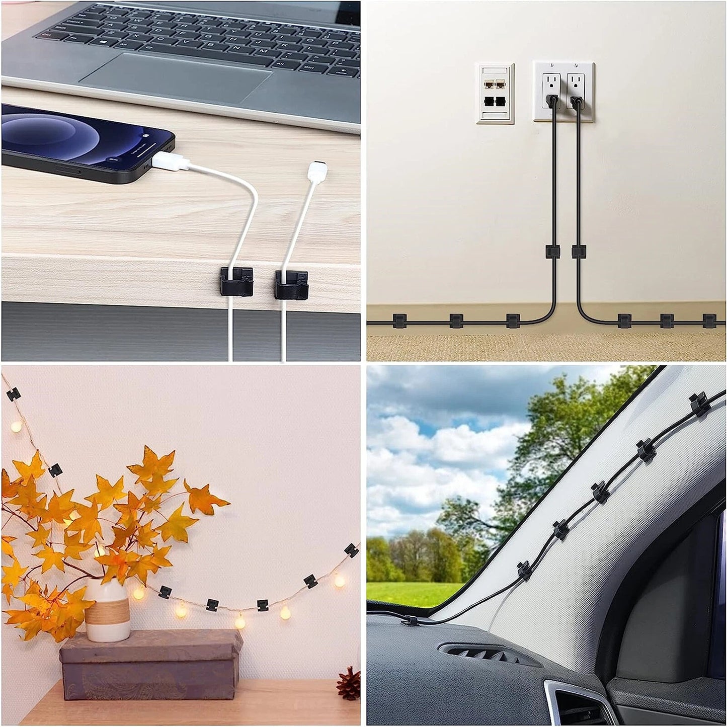 Cord Organizer with Adhesive Cable Management Clips - 20pcs