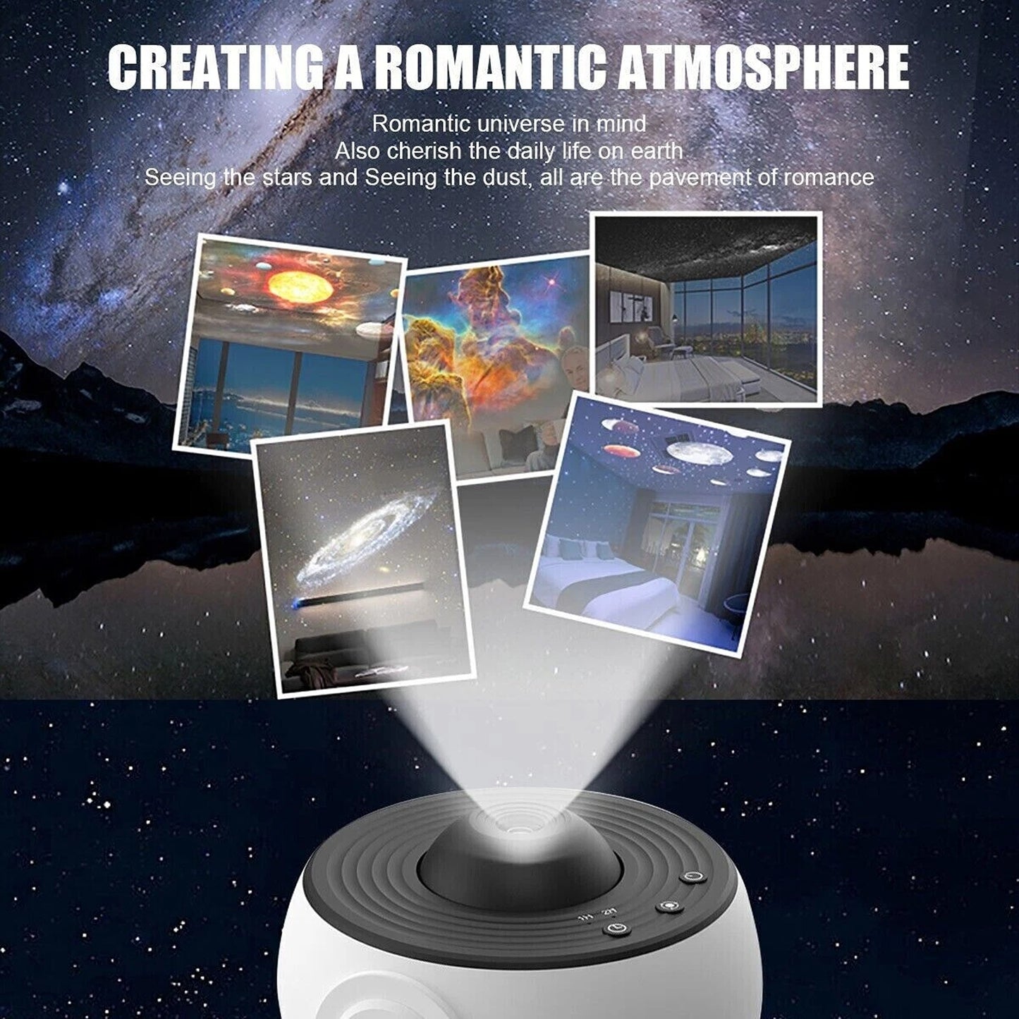 Rotating LED Starry Sky Projector Night Light with 12 Galaxy Themes