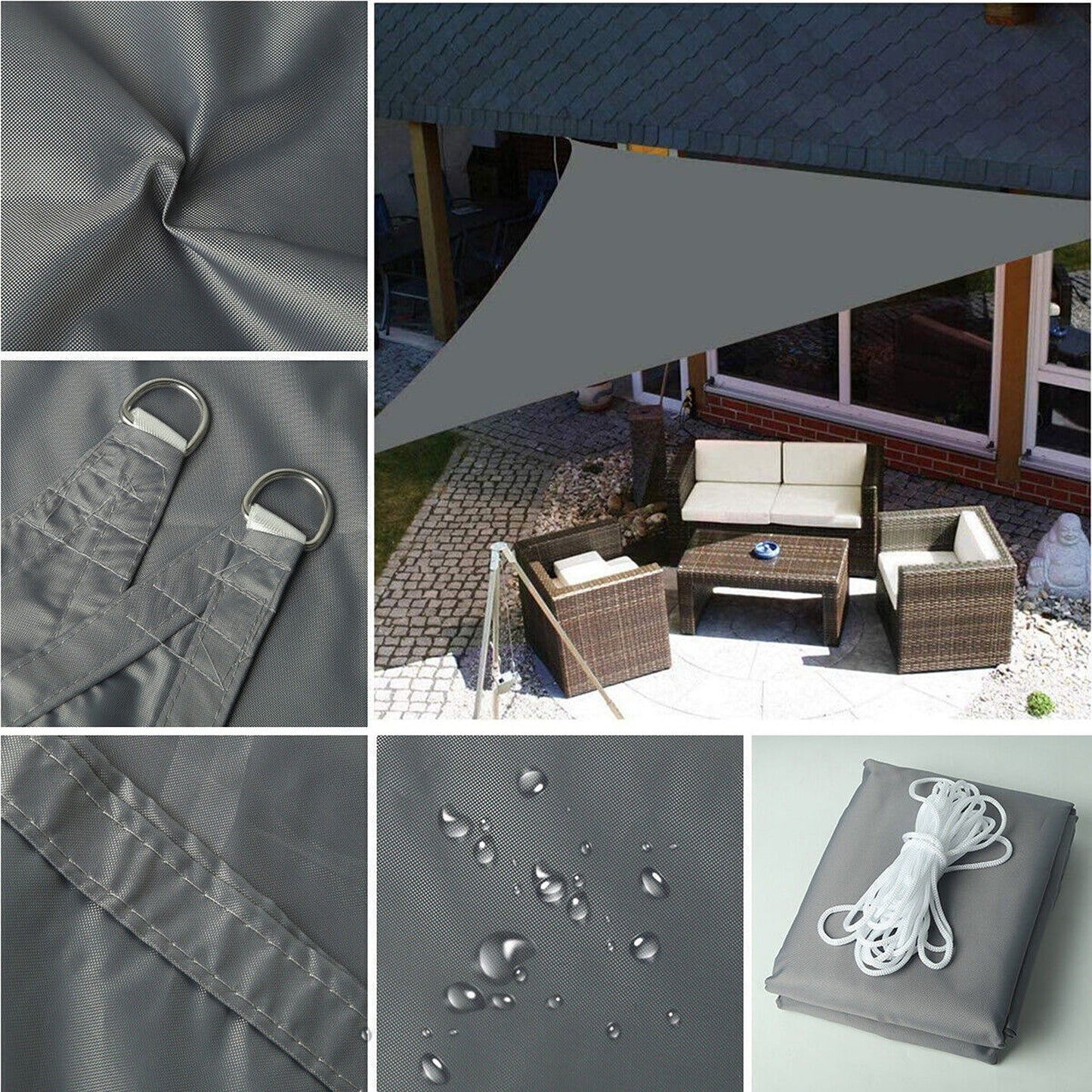 Grey Heavy Duty Shade Sail Waterproof Canopy