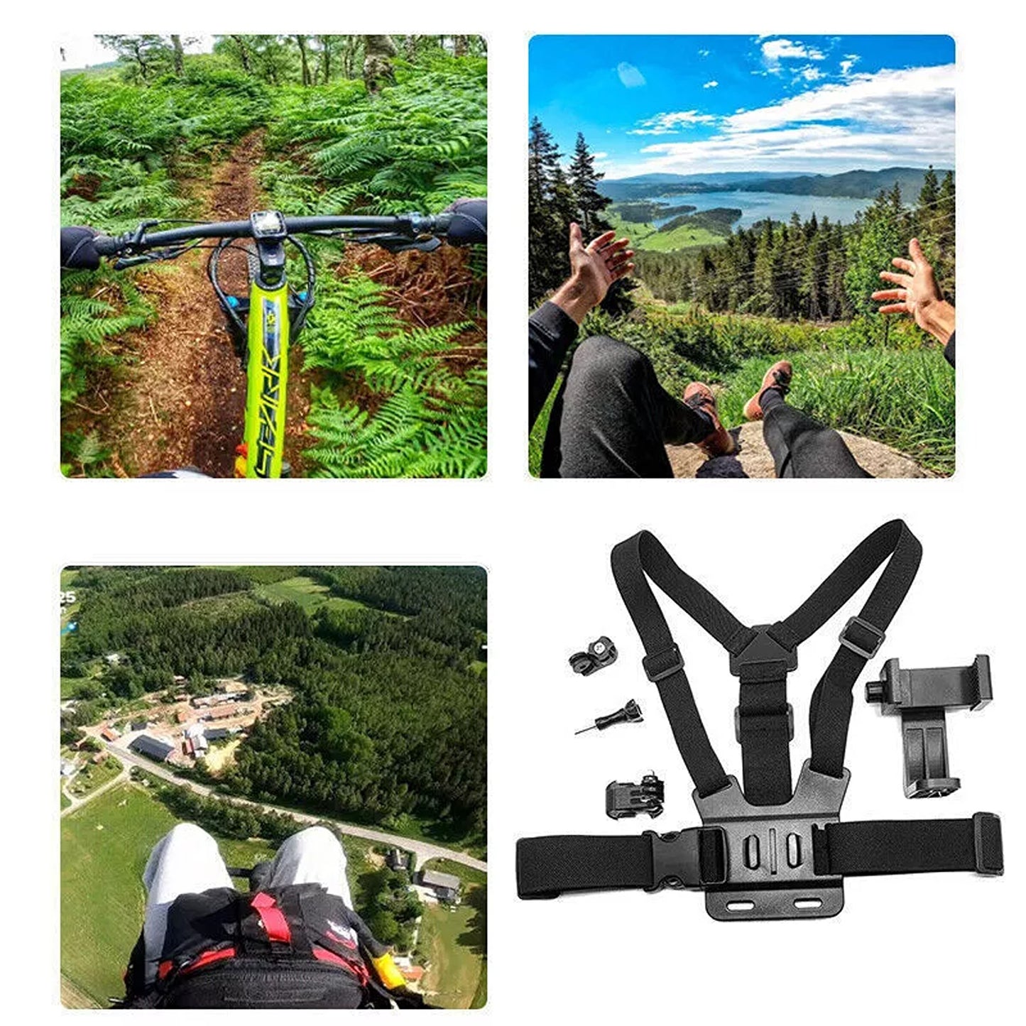 Adjustable Chest Harness Clip Holder for Smartphones and GoPro