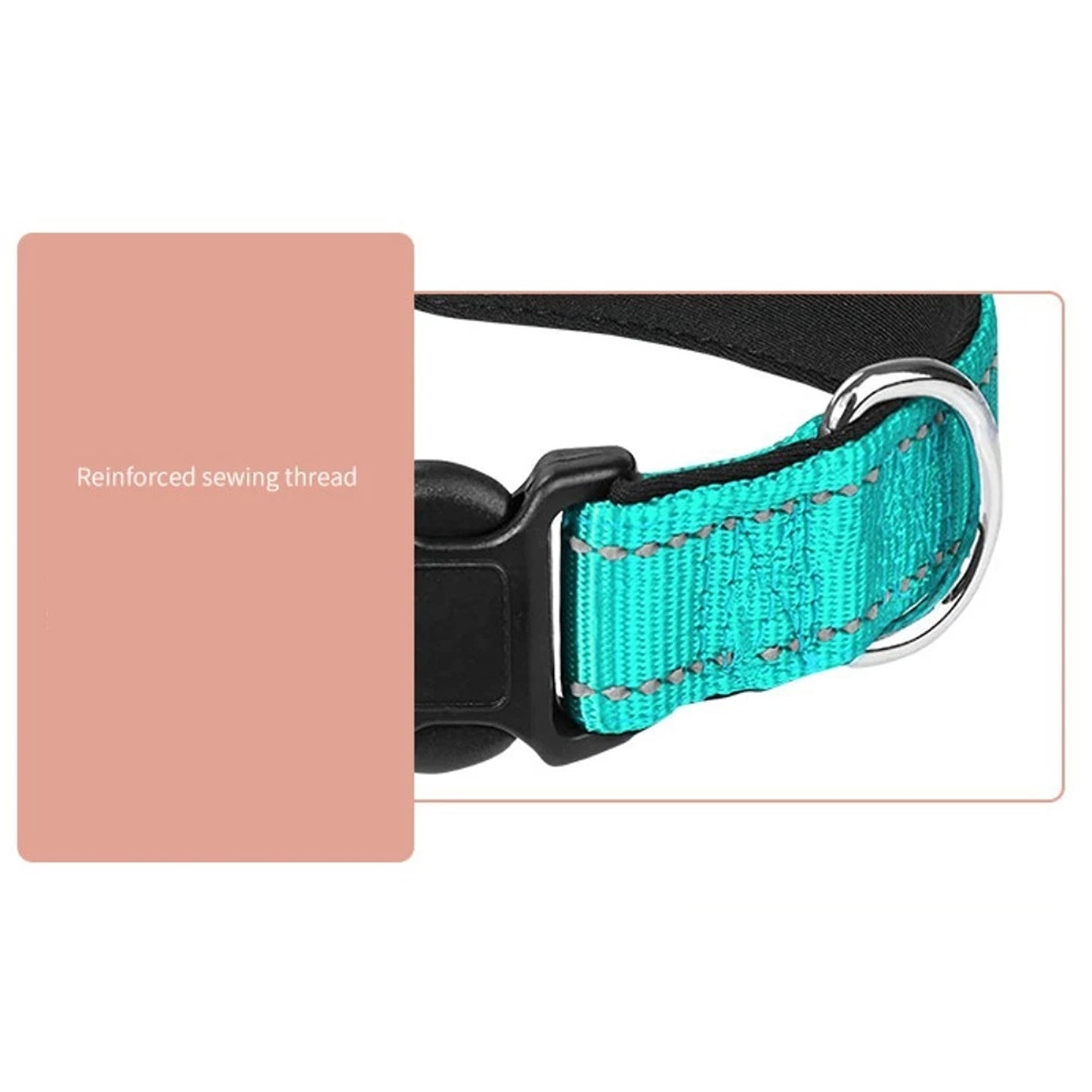 Cyan Adjustable Pet Collar with Safety Lock Buckle