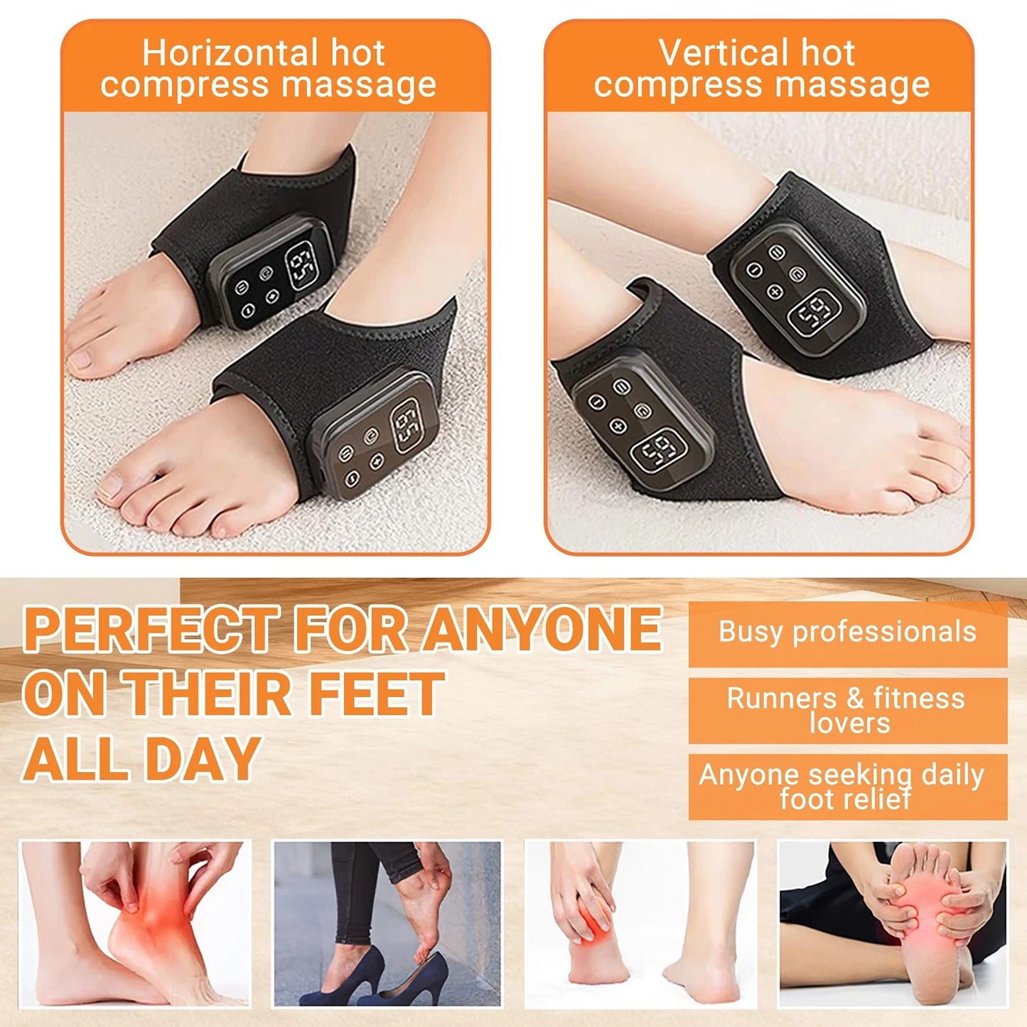 2 Piece Electric Foot Massager with Heat and Three Massage Modes