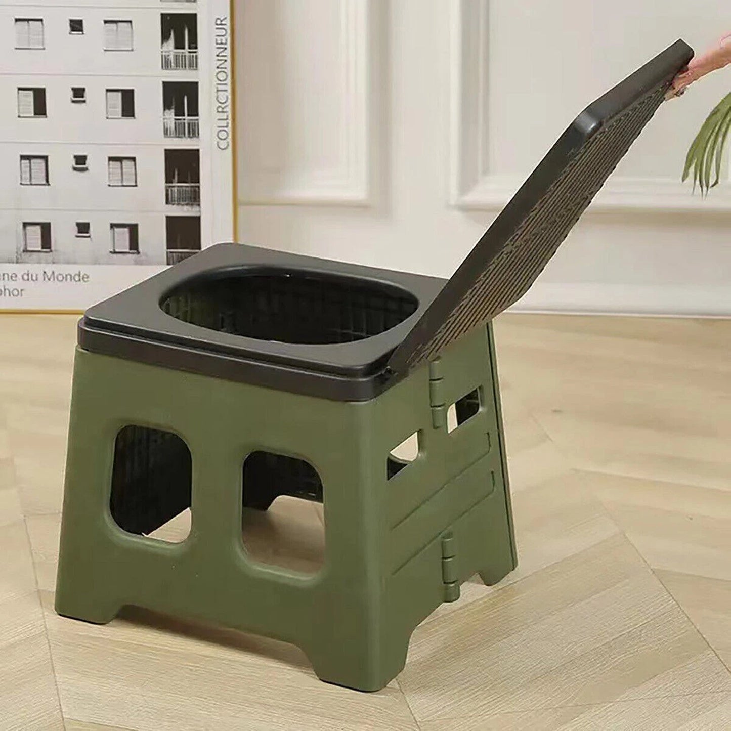 Green Portable Folding Toilet Stool Seat for Camping and Hiking
