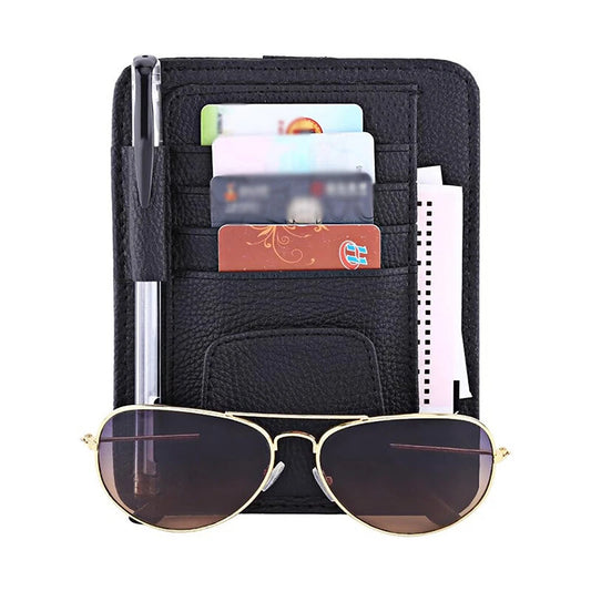 Car Sun Visor Organizer with Sunglasses and Card Holder