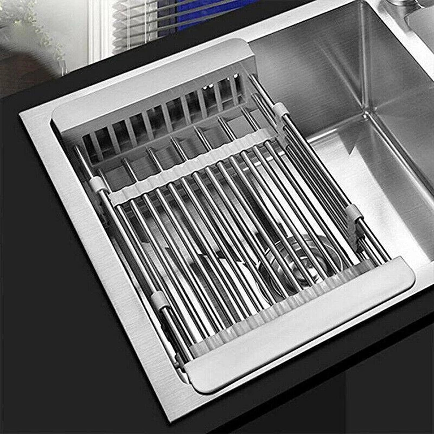 Stainless Steel Sink Dish Drying Rack Drain Basket Organizer