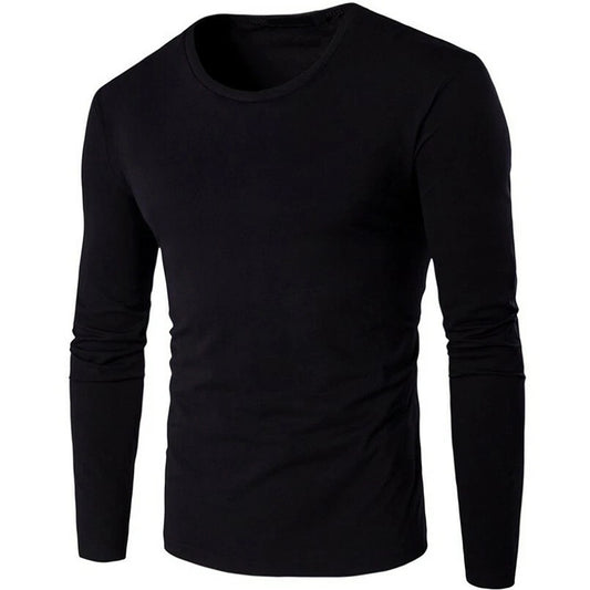 Premium Heavy Cotton Long Sleeve T Shirt for Men - Black