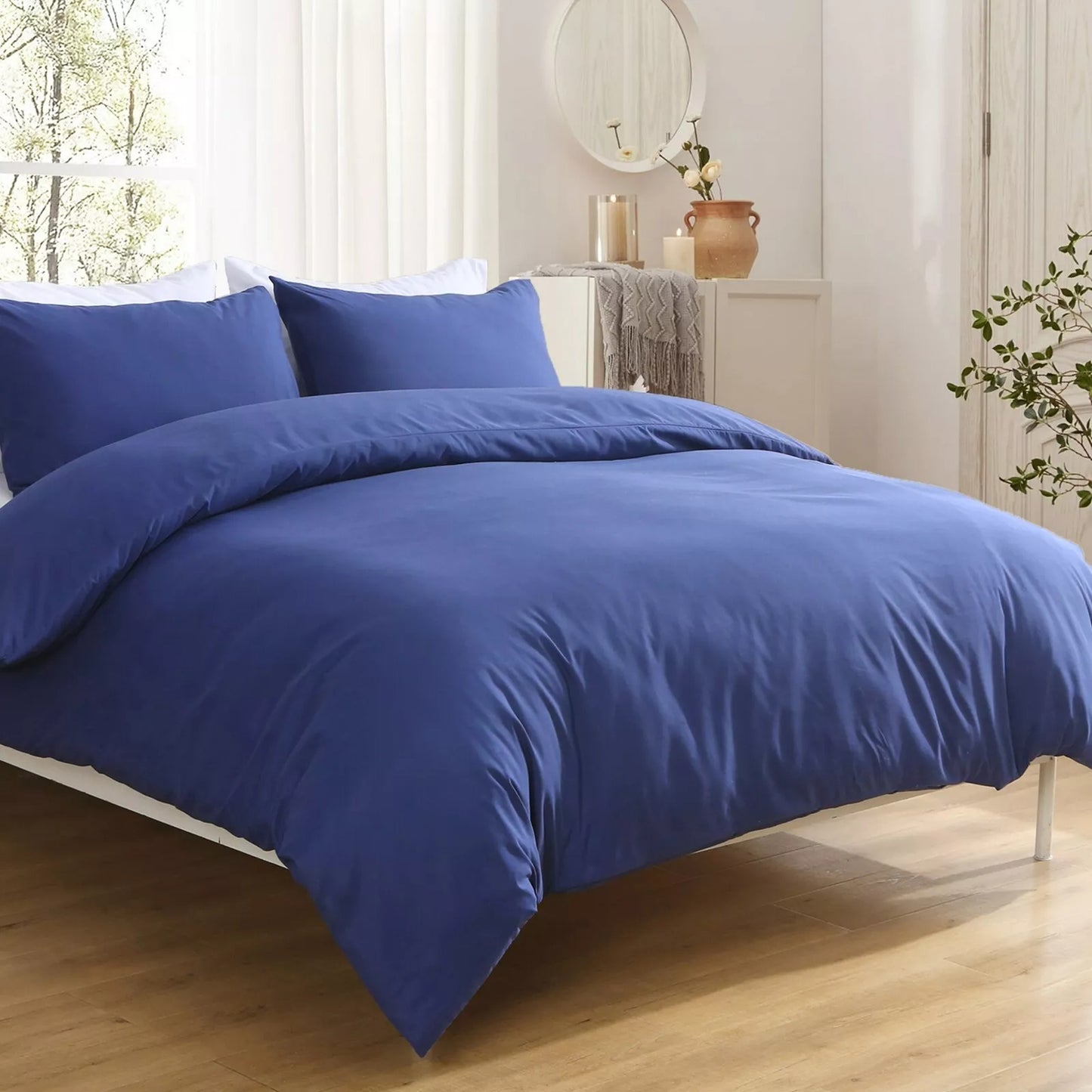 2000TC Soft Quilt Doona Duvet Cover Set Single Queen King Size Bed - Navy