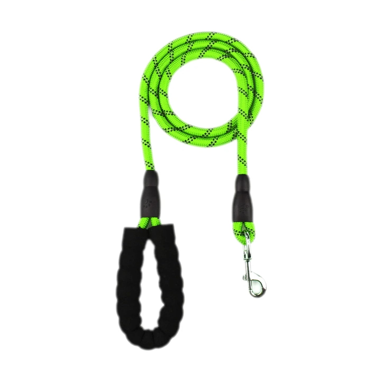 Nylon Dog Leash Heavy Duty with Padded Handle and Reflective Threads - Green
