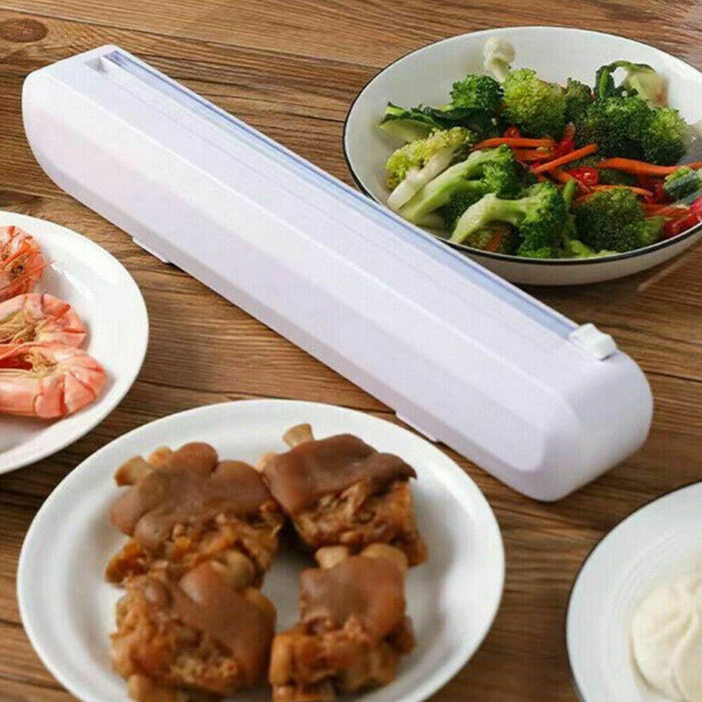 Cling Film Cutter Holder Kitchen Food Wrap Dispenser
