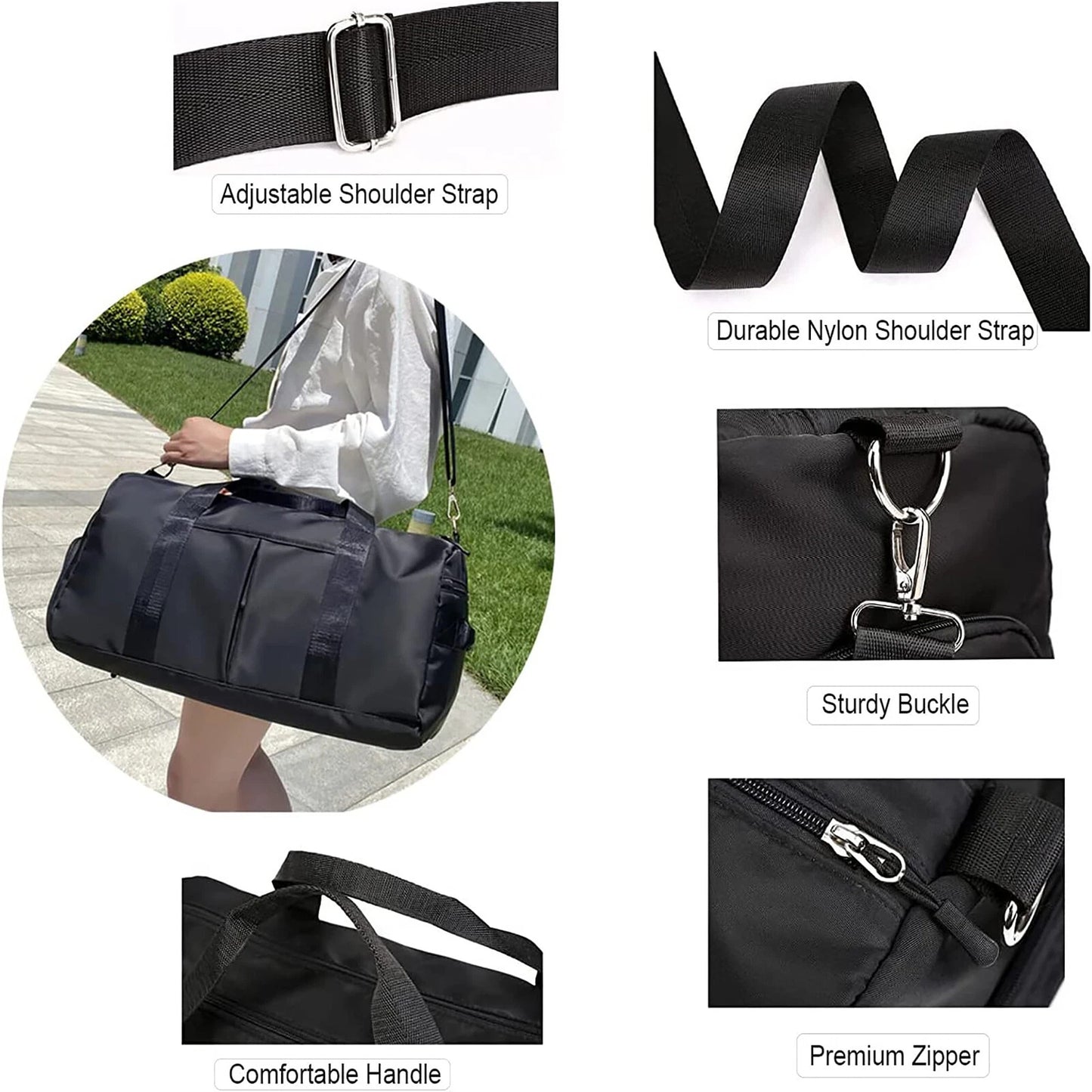 Large Capacity Travel Bag for Women Gym Sports Duffel with Shoulder Strap