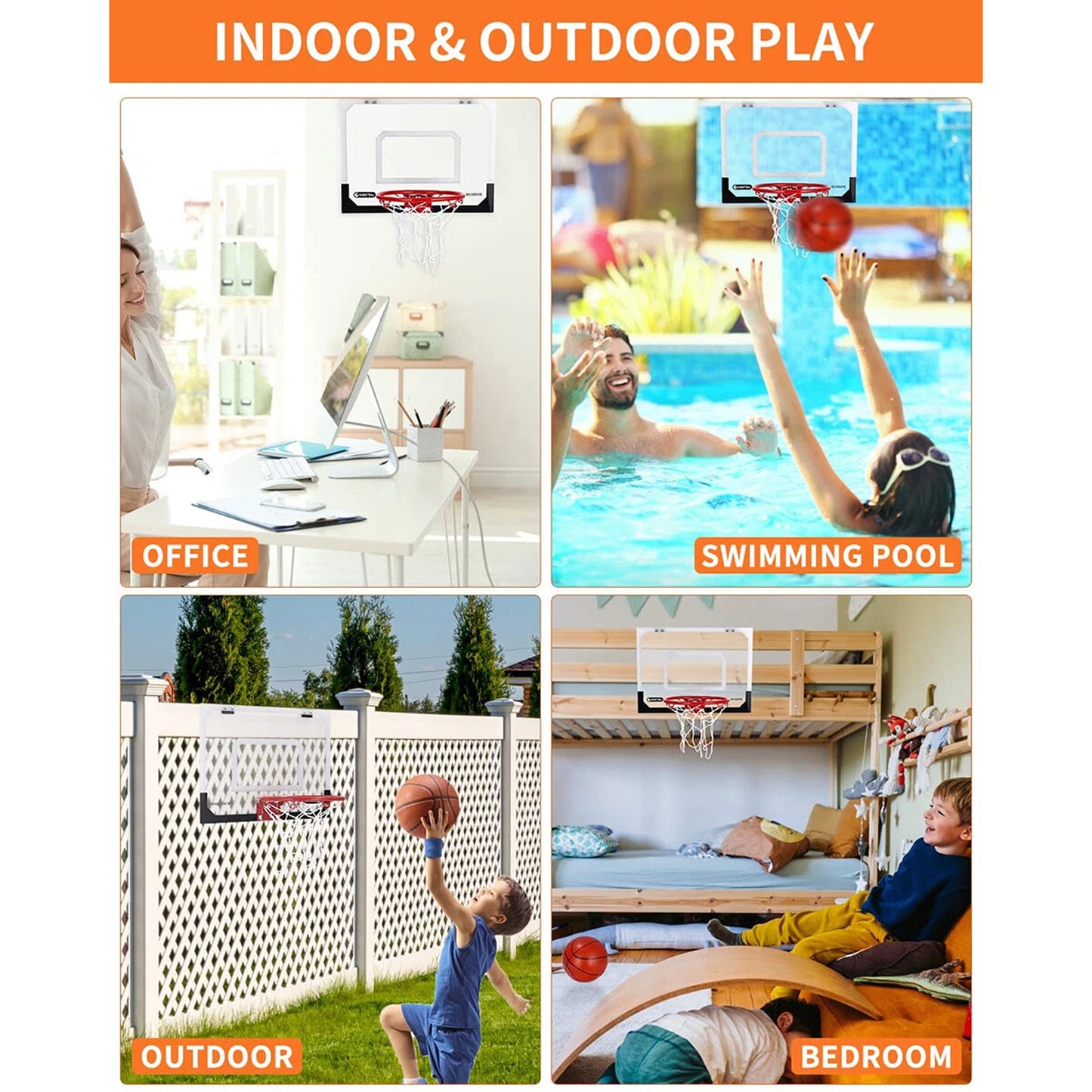 Over the Door Mini Basketball Hoop with Balls and Pump