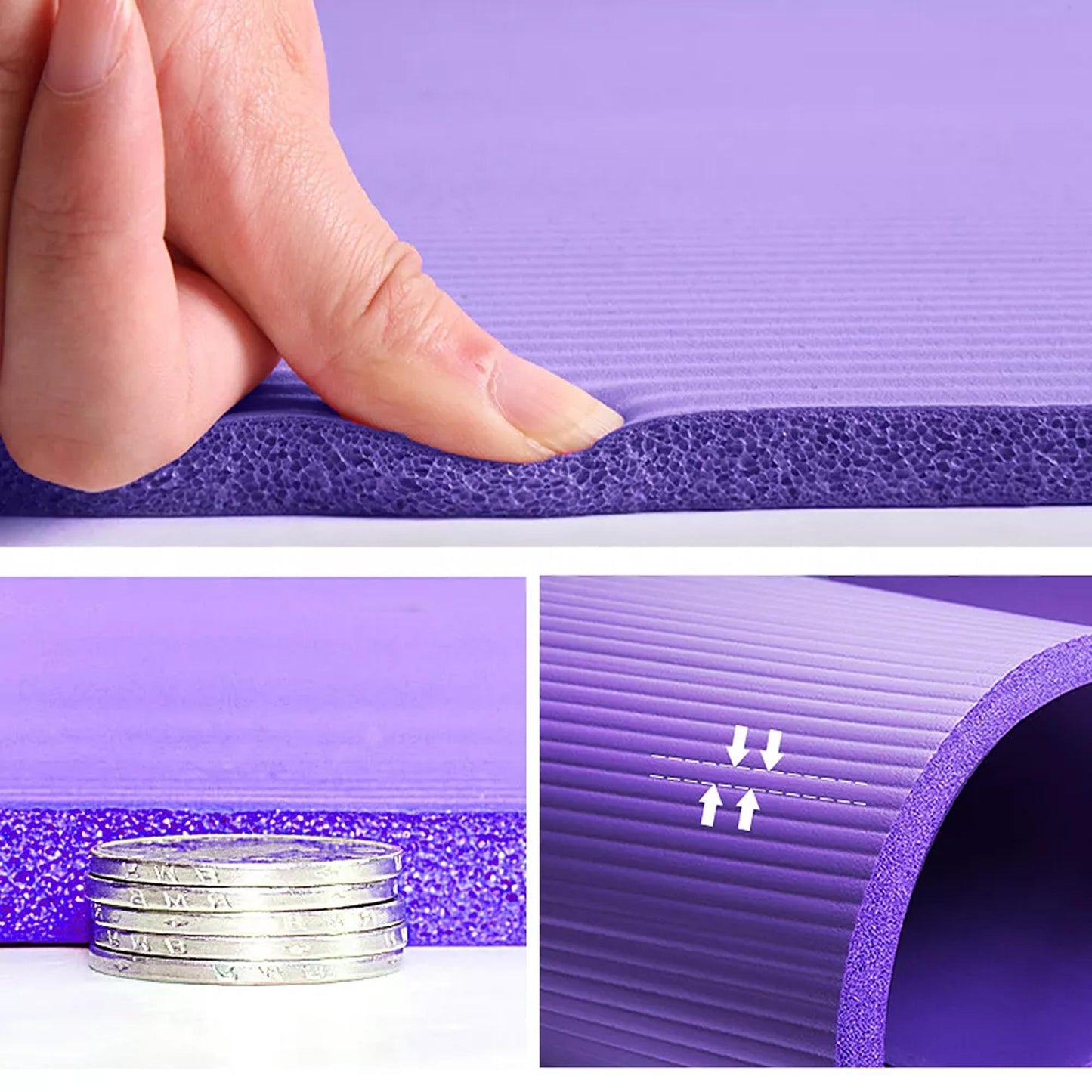 Thick Yoga Mat Pad 10 15 20MM NBR Nonslip Exercise Fitness Gym Durable - Purple