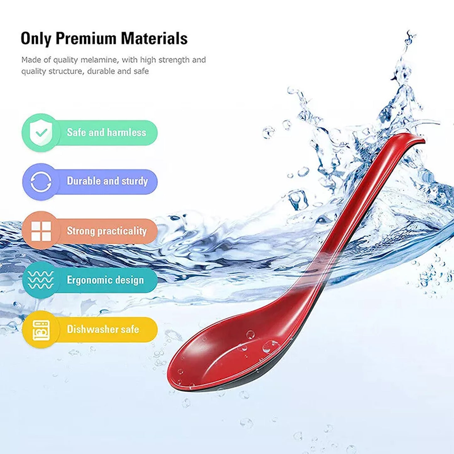 10PCS Japanese Chinese Style Ramen Soup Spoons with Hook Handle
